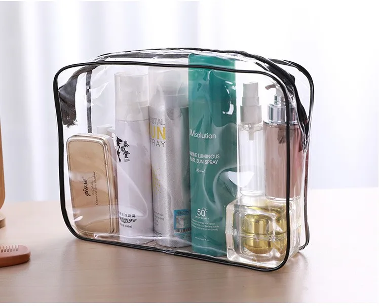 Clear Makeup Bag Beautician Cosmetic Bag Transparent PVC Bags Travel Organizer Beauty Case Toiletry Bag Make Up Pouch Wash Bags