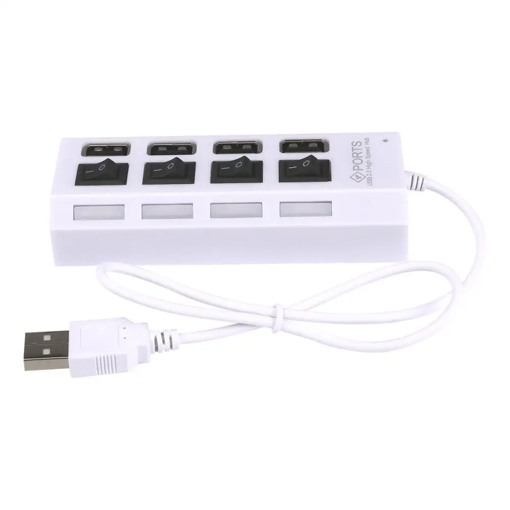 White JCKEL 4 Порты и разъёмы usb-хаб 2,0 USB разветвитель светодиодный с включения/выключения для планшет ноутбук компьютер Тетрадь - Цвет: White