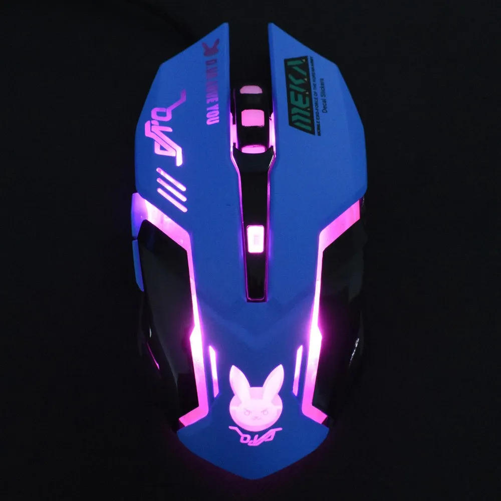 6 кнопок, игровой дышащий светодиодный игровой мыши с подсветкой, D. VA Reaper, проводная USB компьютерная мышь для ПК и Mac, геймеров Overwatch