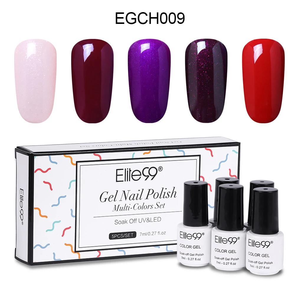 EGCH009 Elite99, 5 шт./лот, Гель-лак телесного цвета с подарочной коробкой, Платиновый цвет, УФ-Гель-лак, отмачиваемый, для дизайна ногтей, маникюрные гель-лаки - Цвет: EGCH009