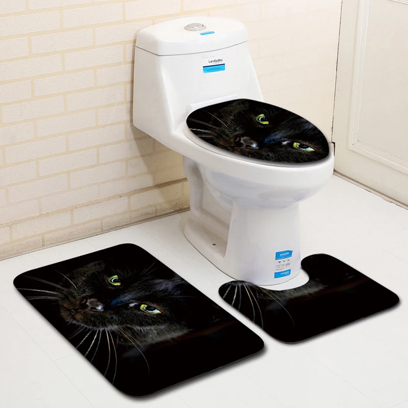 HomeMiYN новый коврик для ванной с черными кошачьими зелеными глазами 3 шт. Товары