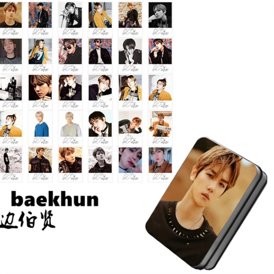 Kpop EXO членов не запутывают мой темп Polaroid Lomo фото карта Sehun Xiumin HD Фотокарта с металлической коробкой 30 шт./компл - Цвет: BAEKHYUN