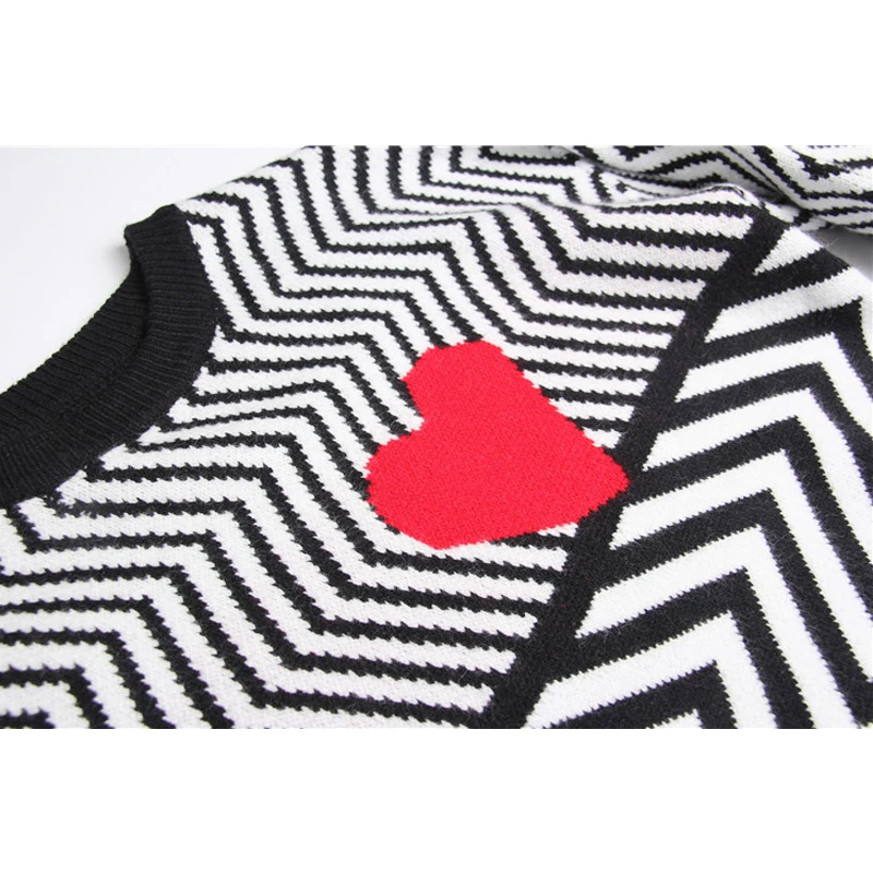2019 Autumn Winter Women Sweaters Geometric Heart Pattern Long Sleeve Tops Lovely Pullovers Knitted Loose C-005 | Женская одежда