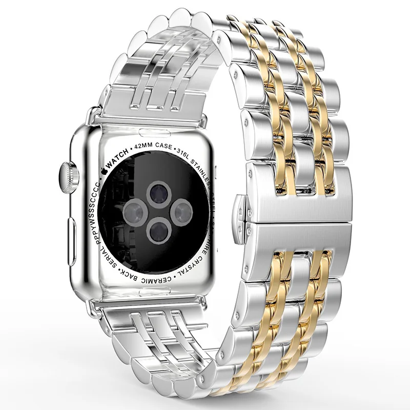 Ремешок для часов браслет для IWatch Apple Watch ремешок 38 мм 42 мм из нержавеющей стали ремешки для часов Ссылка с адаптером аксессуары