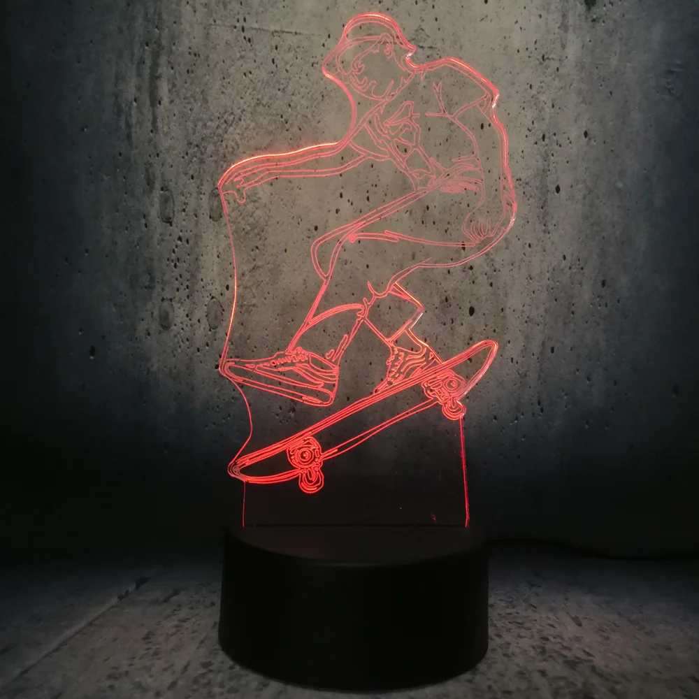Дропшиппинг скейтборд Мальчик 3D светодиодный Ночник светильник Настольный