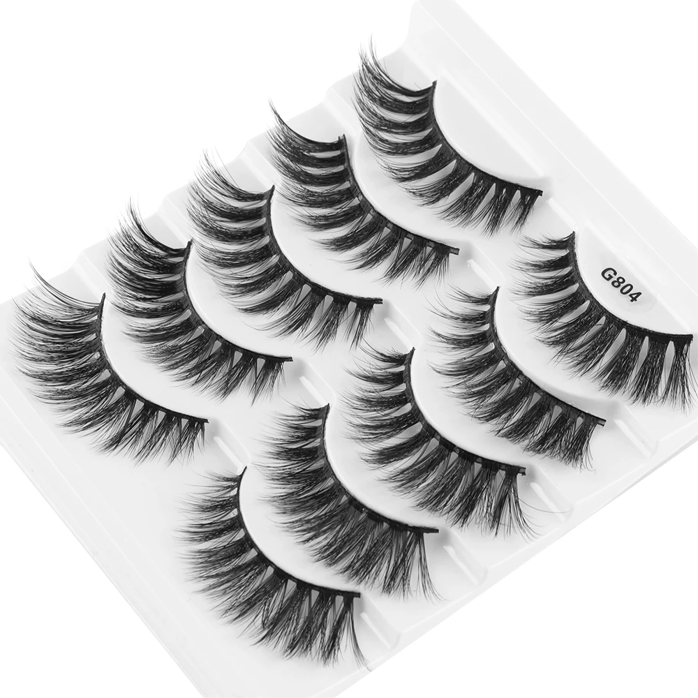 

5 Pairs HOT New Mink Hair False Eyelashes Thick Long Cross Wispy Natural Lashes Glam Handmade fluffy Winged Lashes Makeup Tools