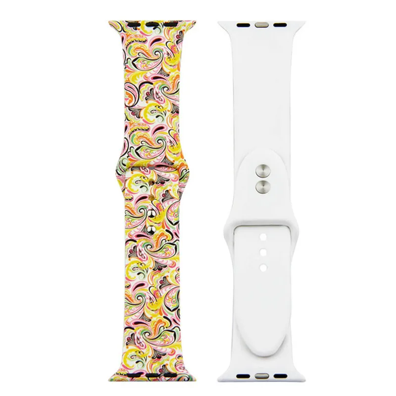 Спортивный ремешок для Apple Watch Band 4 44 мм 40 цветочный цветок мягкий силиконовый
