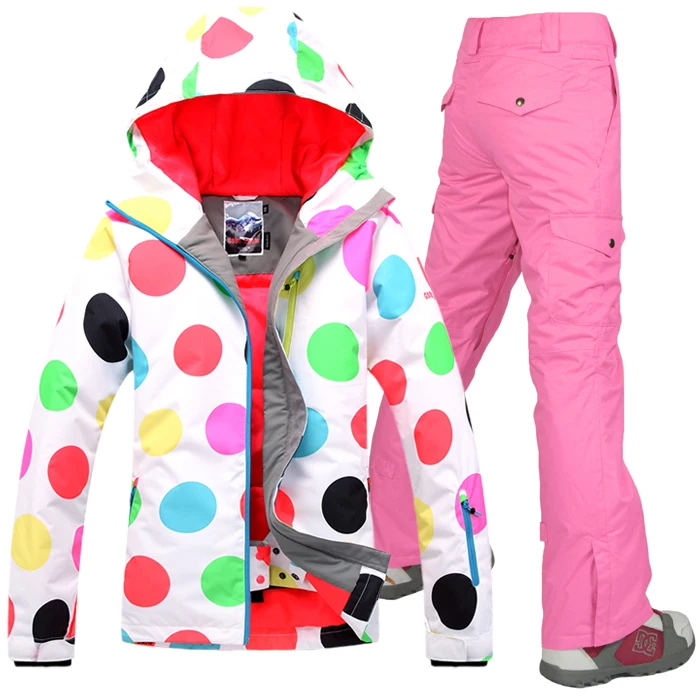 Skisuit5 ski suits warm female models waterproof genuine veneer double plate color dot | Спорт и развлечения