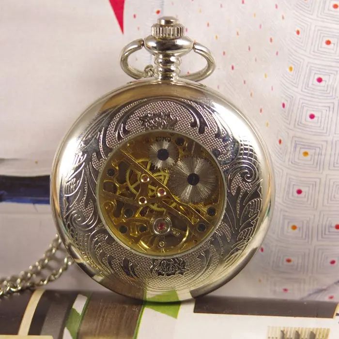 Часы наручные механические wp022 золотистые карманные в стиле стимпанк с цветами