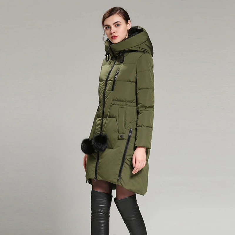 (TopFurMall) Европейский зимний Женский Детский пуховик с капюшоном 80% утиный пух