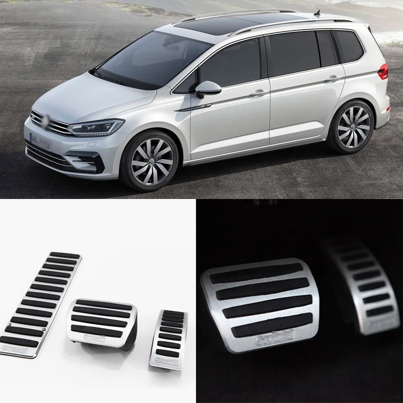 

A Set Aluminium Non Slip Foot Rest Fuel Gas Brake Pedal Cover For VW Series AT/MT