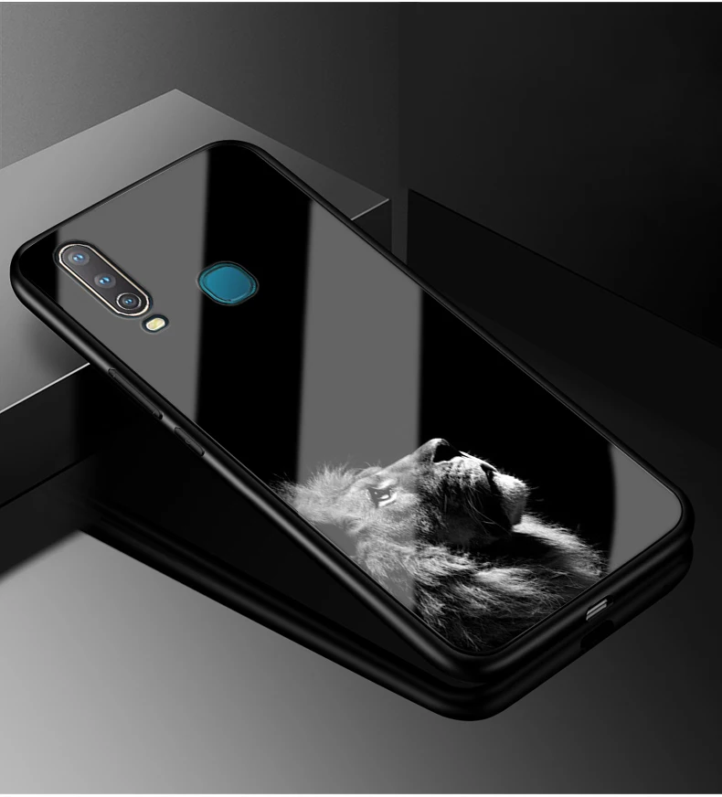 01 ДЛЯ VIVO Y17 чехол PC Пластиковый стеклянный чехол для телефона черный ТПУ бампер чехол для Vivo Y17 Y 17 Y15 Vivo 1902 Y12 Y3 Y 12 чехол - Цвет: 01