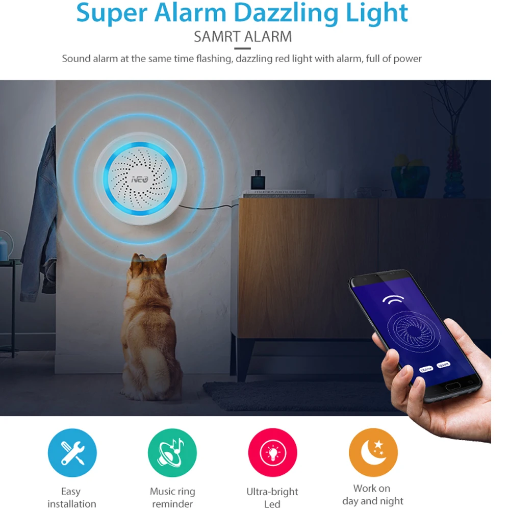 NEO Z-wave Plus беспроводная домашняя Автоматизация с питанием от батареи также может заряжаться с помощью датчика сирены USB