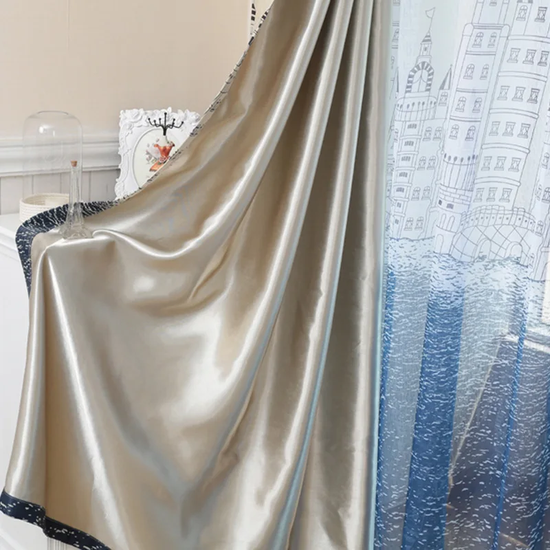 Полиэстер хлопок с принтом занавеска функцией затенения для спальни гостиной