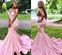 pink south african black girls prom dresses nigeria spaghetti straps holidays graduation wear party gowns plus size custom made