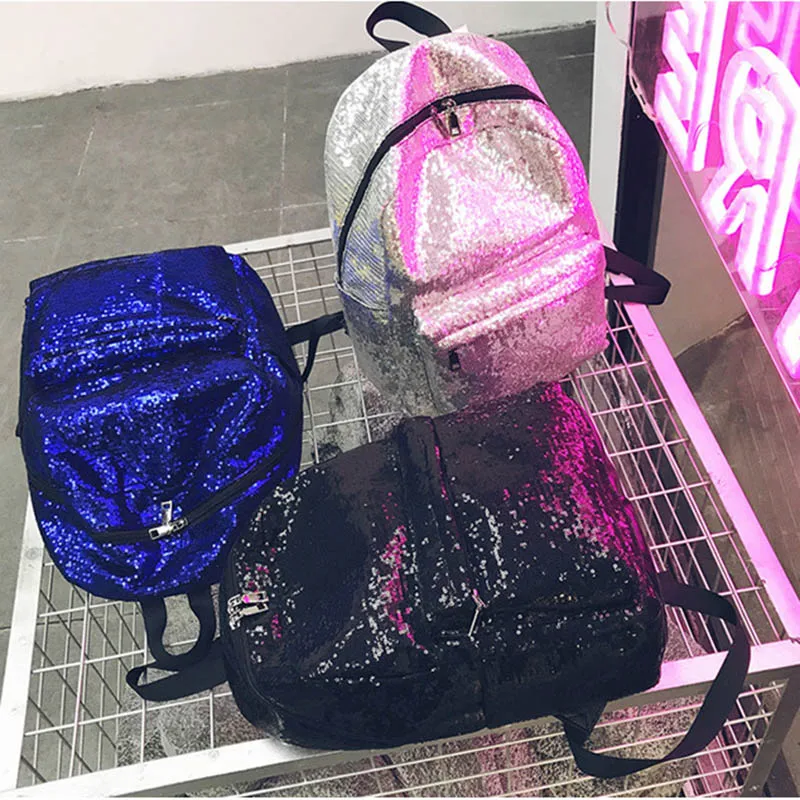2019 модные однотонные рюкзаки с блестками для девочек подростков рюкзак бисером
