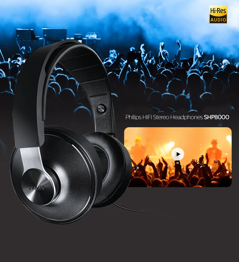 Оригинальные Наушники Philips Shp8000 Профессиональные наушники с длинными проводами микрофон Регулятор громкости для huawei Xiaomi Mp3