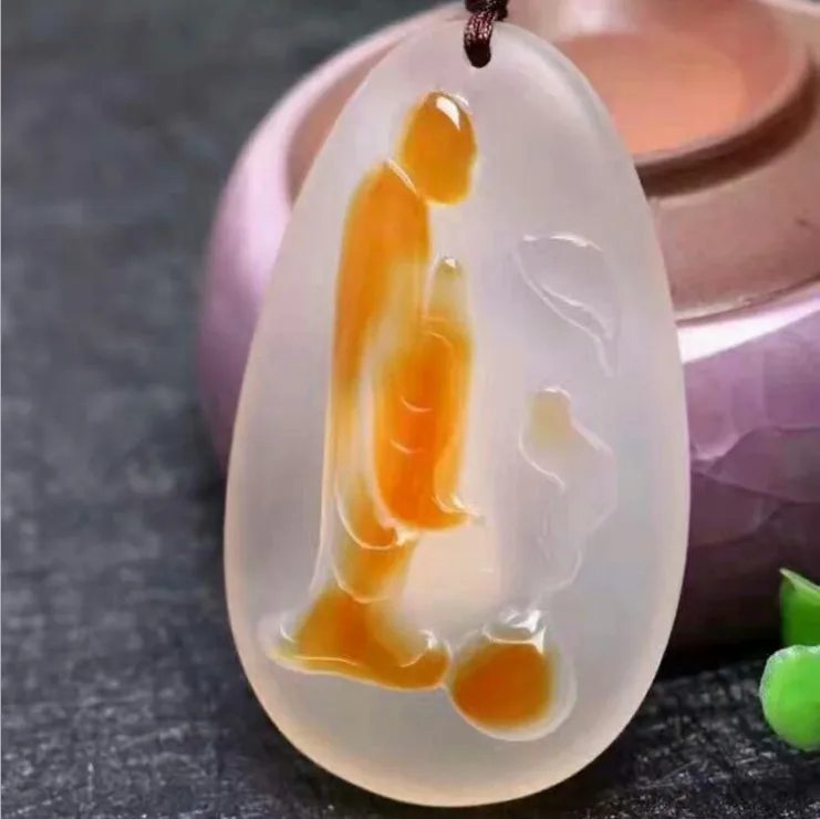 Natural style pendant chalcedony qiao color meditation Buddha Tie-in beads Men and women restoring ancient ways | Украшения и