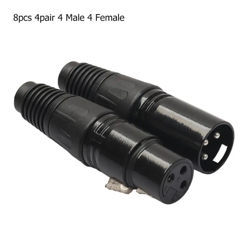 Черный 8 шт. 4 Мужской 4 Женский XLR Сделано в Китае 3Pin микрофонный аудиокабель Штепсель