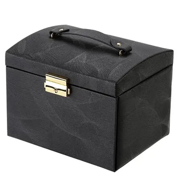 Black Casegrace многофункциональная коробка для хранения, кожаный Органайзер для ювелирных изделий, многослойный дисплей для ювелирных изделий - Цвет: Black