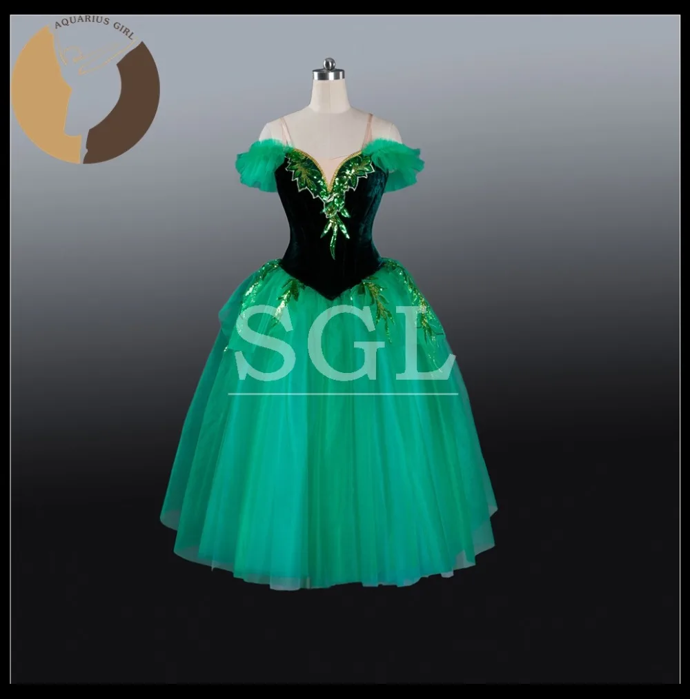 

Free Shipping Adult/Girls Romantic Tutu Green Long Dresses Cinderella Skirt For Performance Velvet Bodies With Shorts AT1205