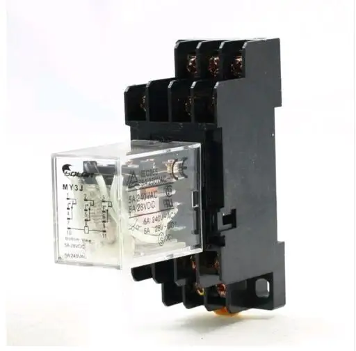 MY3J AC 220 В 35 мм din-рейка катушка реле питания 11-контактный 3PDT 5A AC240V DC28V w розетка