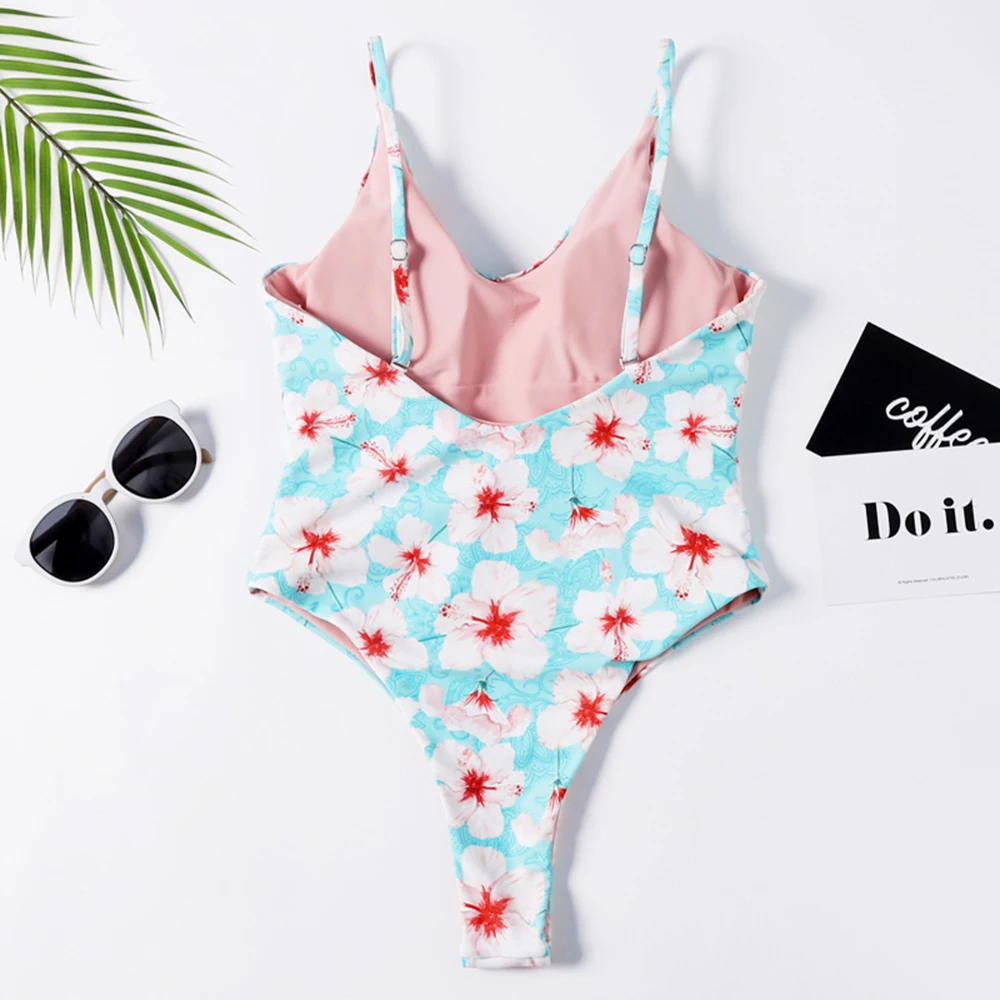 Floylyn Женский Цельный купальник с цветочным принтом монокини двойной подкладкой