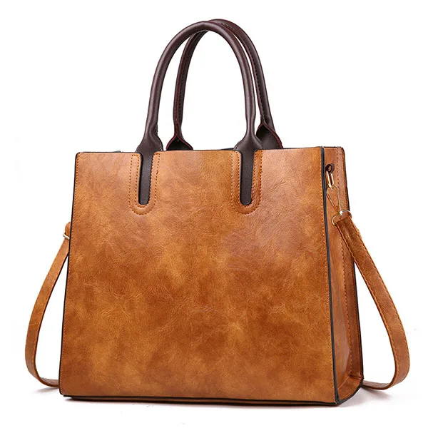Brown Hand Bag LANZHIXIN, известный дизайнер, сумки, кожаные женские сумки, большая вместительность, винтажные ручные сумки с верхней ручкой, одноцветные женские сумки на плечо - Цвет: Brown Hand Bag