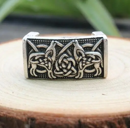 Ancient silver 1 шт. викинговый шарик селт браслет волк аксессуары внутренний диаметр 6x12 мм - Цвет: Ancient silver