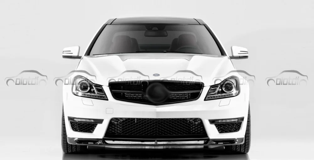 V стиль автомобиля Стайлинг углеродного волокна передняя губа для Mercedes Benz C Класс W204 AMG C63 2012- Бампер сплиттер