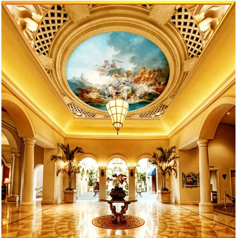 

Пользовательские фото 3d обои потолок росписи картина маслом европейских девочек Декор Фон 3d настенные фрески обои для стен 3d