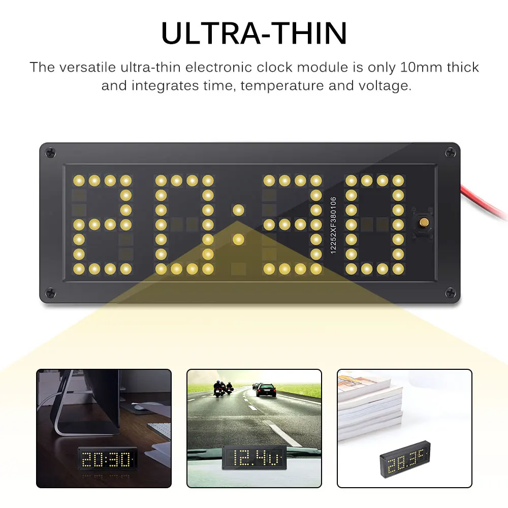 3 In 1 Car Electronic Digital Thermometer High Precision LED Clock Voltage Rx8025 Ajustable Car Clock Luminous Voltmeter