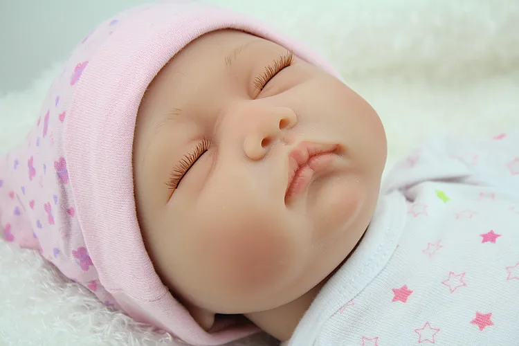 55 см силиконовые куклы reborn babies закрытые глаза спящие Новорожденные Детские