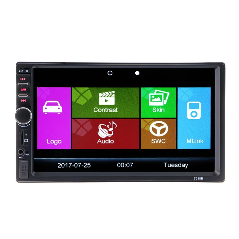 2 дин Мультимедиа Радио 7 ''HD Bluetooth FM стерео аудио видео MP3 MP4 MP5 USB AUX Авто
