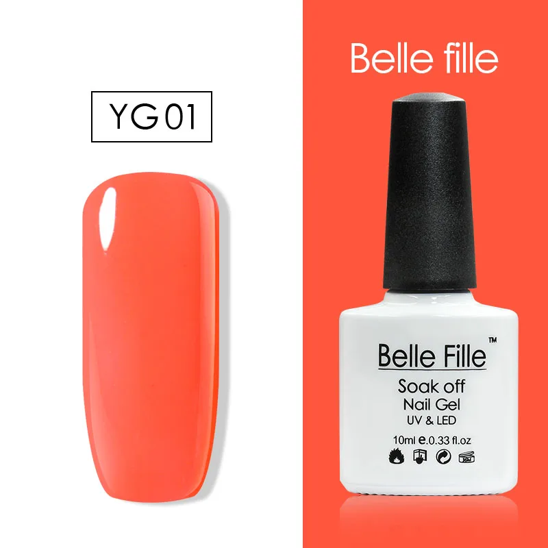 Belle Fille 10 мл Гель лак для ногтей неоновый цвет УФ светодиодной сушки украшения