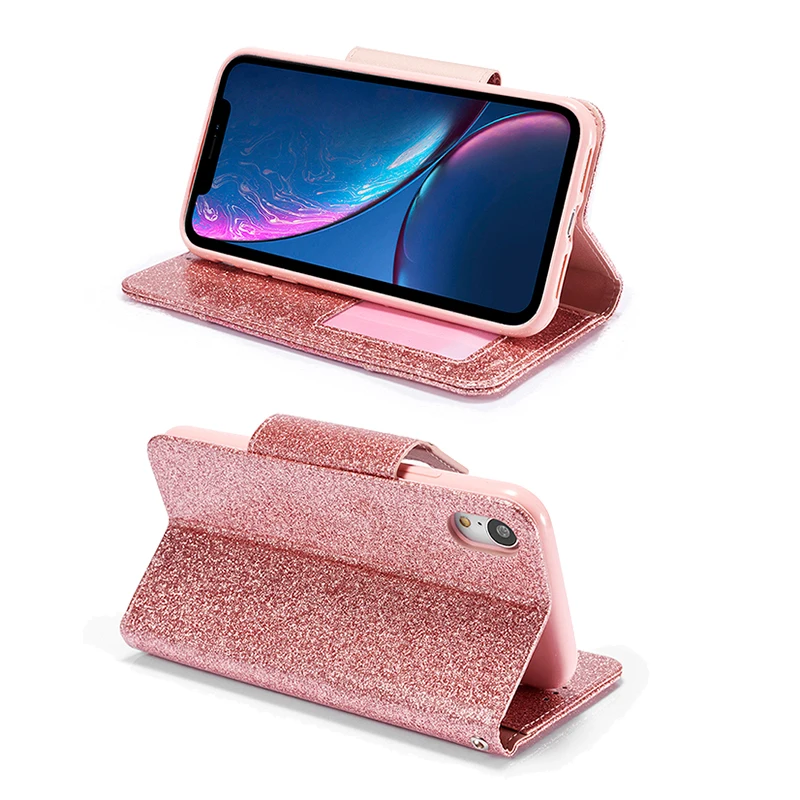 3D Блестящий Чехол бумажник на высоком каблуке для iPhone XS Max 7 8 Plus кожаный чехол