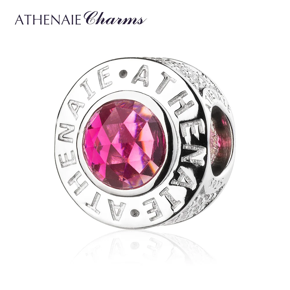 ATHENAIE, 925 пробы, серебряный, 4 цвета, Кристальный, сияющий, проложенный, фиолетовый, CZ, бисер, подходит для всех европейских браслетов, подлинные ювелирные изделия, подарок - Окраска металла: Rose Red Charms