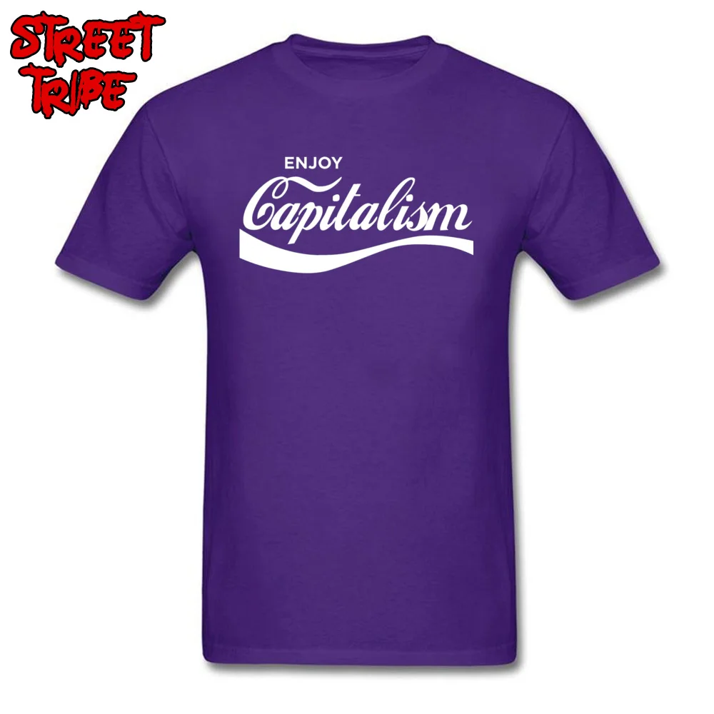 Футболка Hipster Enjoy Capitalism, мужские футболки на заказ, Мужская забавная одежда, хлопок, черная, белая футболка, топы 3XL - Цвет: Purple