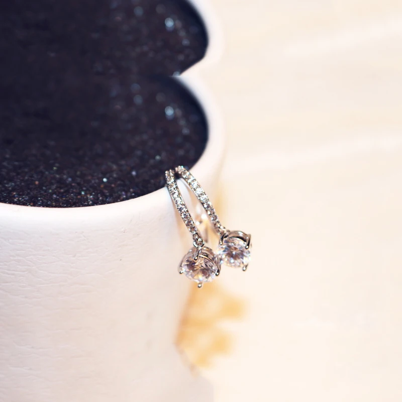 Luxury Female Zirconia Hoop Earrings Fashion Jewelry Rose Gold Silver color CZ Crystal Round For Women | Украшения и аксессуары