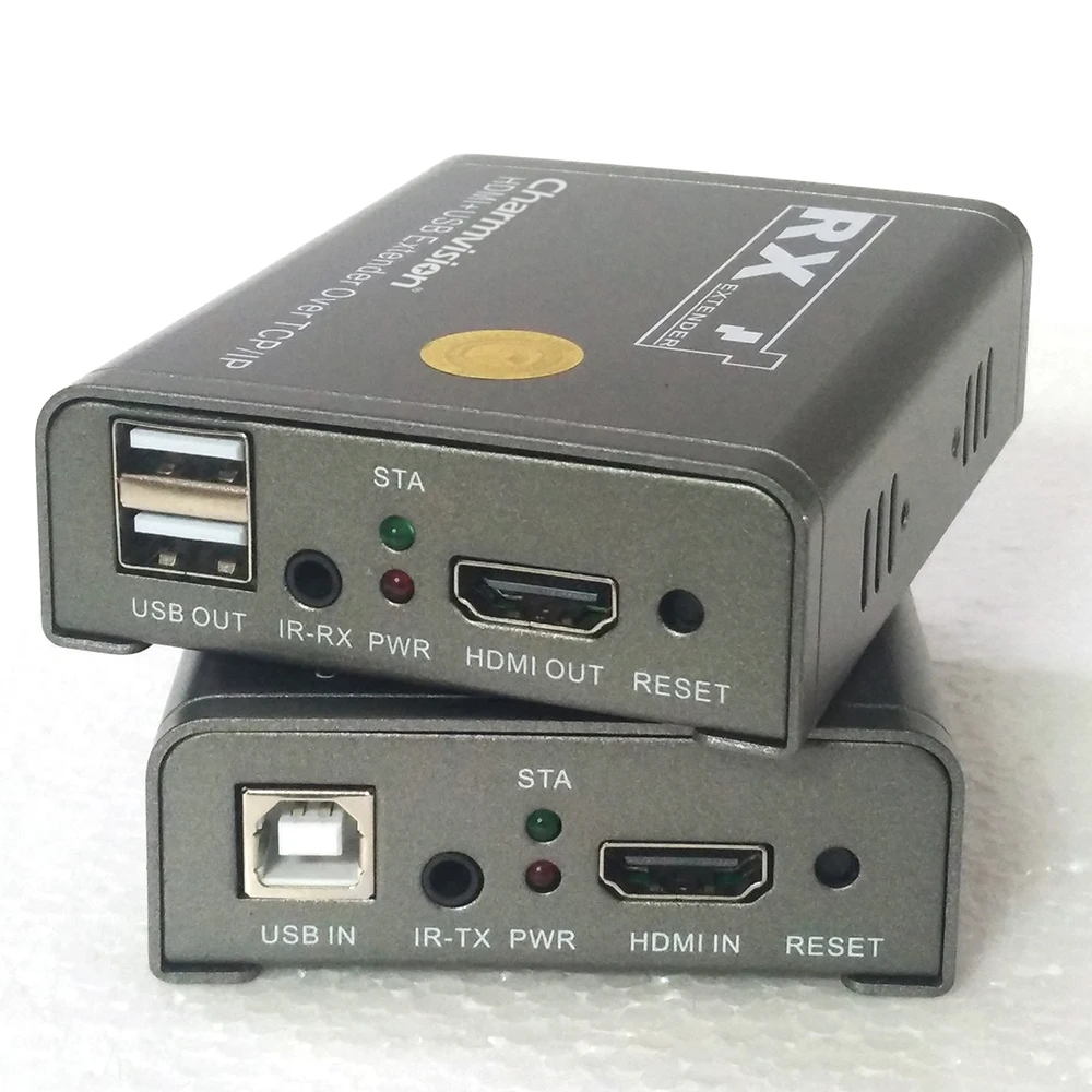Charmvision IPKVM-120HU 120m 393ft USB HDMI KVM Extender with 3.5mm IR Remote Control HD 1080P over TCP IP STP UTPcat CAT6 Cable enlarge