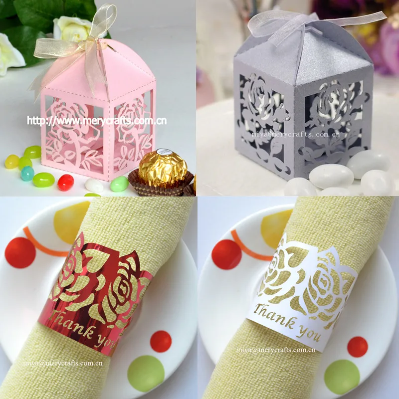 100set/lot Elegant Luxury Rose Flower Decoration Party Wedding Favors China Candy Box For Guests