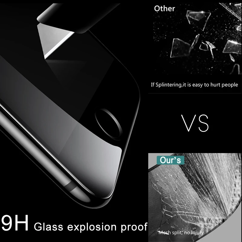 Антишпионское полное покрытие 3D изогнутый край 9H закаленное стекло для iPhone 8 7 6 6s