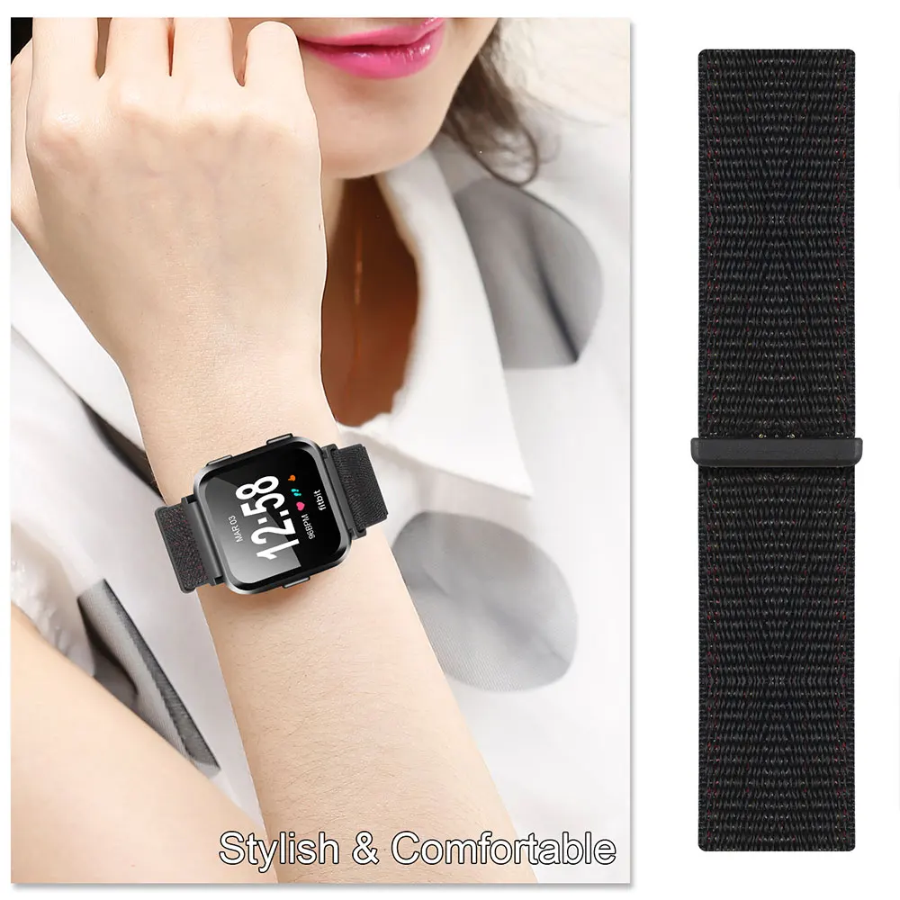 Нейлоновые полосы для Fitbit Versa 23 см дышащие мягкие петли ремешок спортивные