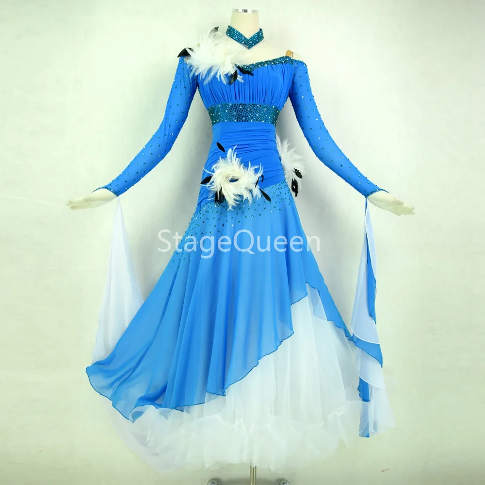 Стразы перья сексуальный узор Стандартный лайкра бальный танец платье для