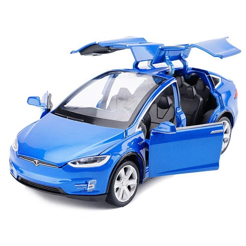 Blue Игрушечный автомобиль из сплава, вытяжной автомобиль со звуком и светильник, детские игрушки, 1:32, модель X 90 - Цвет: Blue