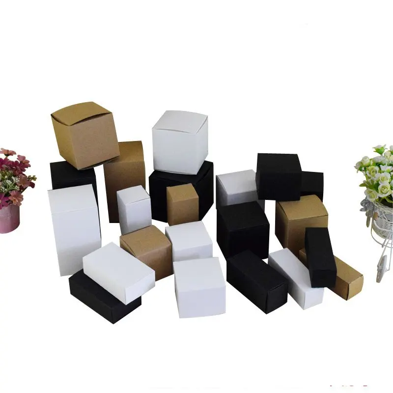 50 шт./лот натуральная крафт бумага коробка куб топ Подарочная брак Emballage Cajas