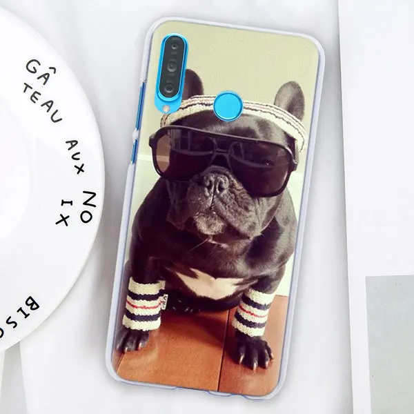 02 Французский Английский бульдог чехол для телефона для huawei P30 P30 Pro P9 P10 P20 Lite P Smart плюс вид 20 Жесткий задний Чехол бант - Цвет: 02