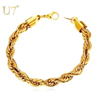 u7 stainless steelblack gold twisted rope chain bracelet for women men unisex jewelry hand chain 3 6 9mm h1088