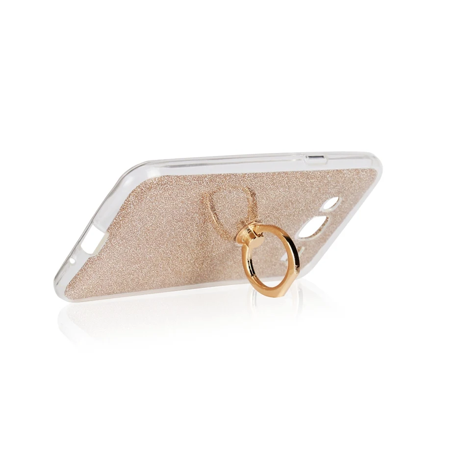 For Samsung Galaxy J3 (2016) Soft TPU with Finger Ring Stand Glitter cover sequins shell Back Cover Coque | Мобильные телефоны и