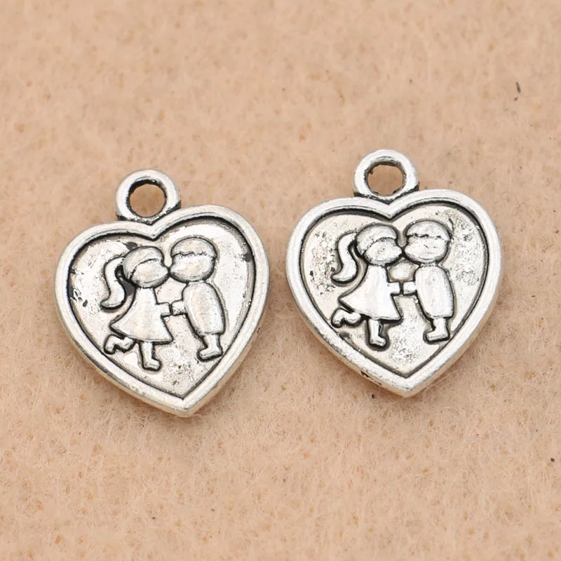 

10pcs Tibetan Silver Plated Heart Lover Charm Pendants Jewelry Making Handmade Jewelry Diy Accessories 16x13mm